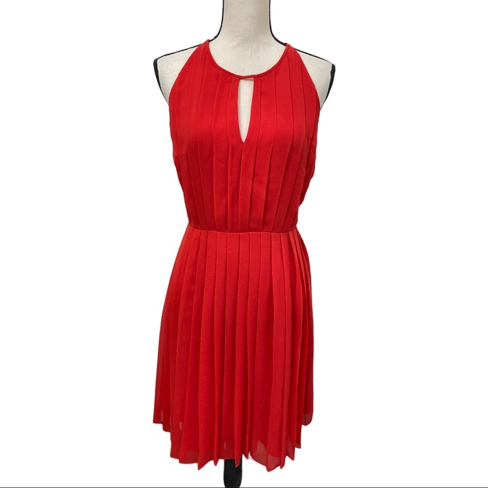 J. CREW Red Pleated Dress. Size 8.